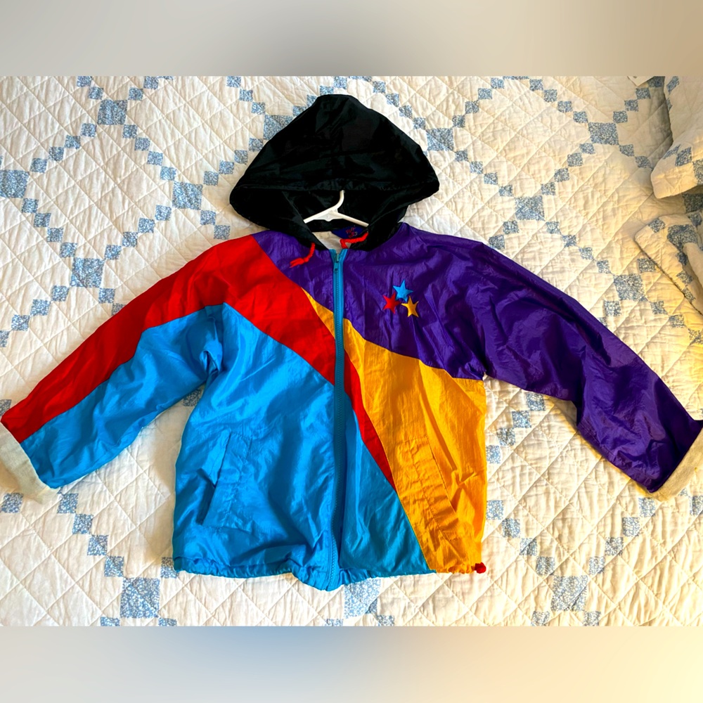 Lightweight, vintage gymnastics style jacket with hood.